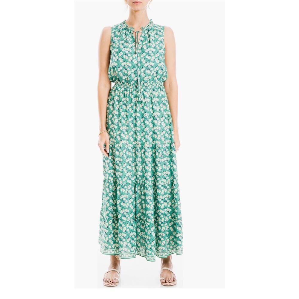 MAX STUDIO Sleeveless green Floral Print Maxi Dress XS